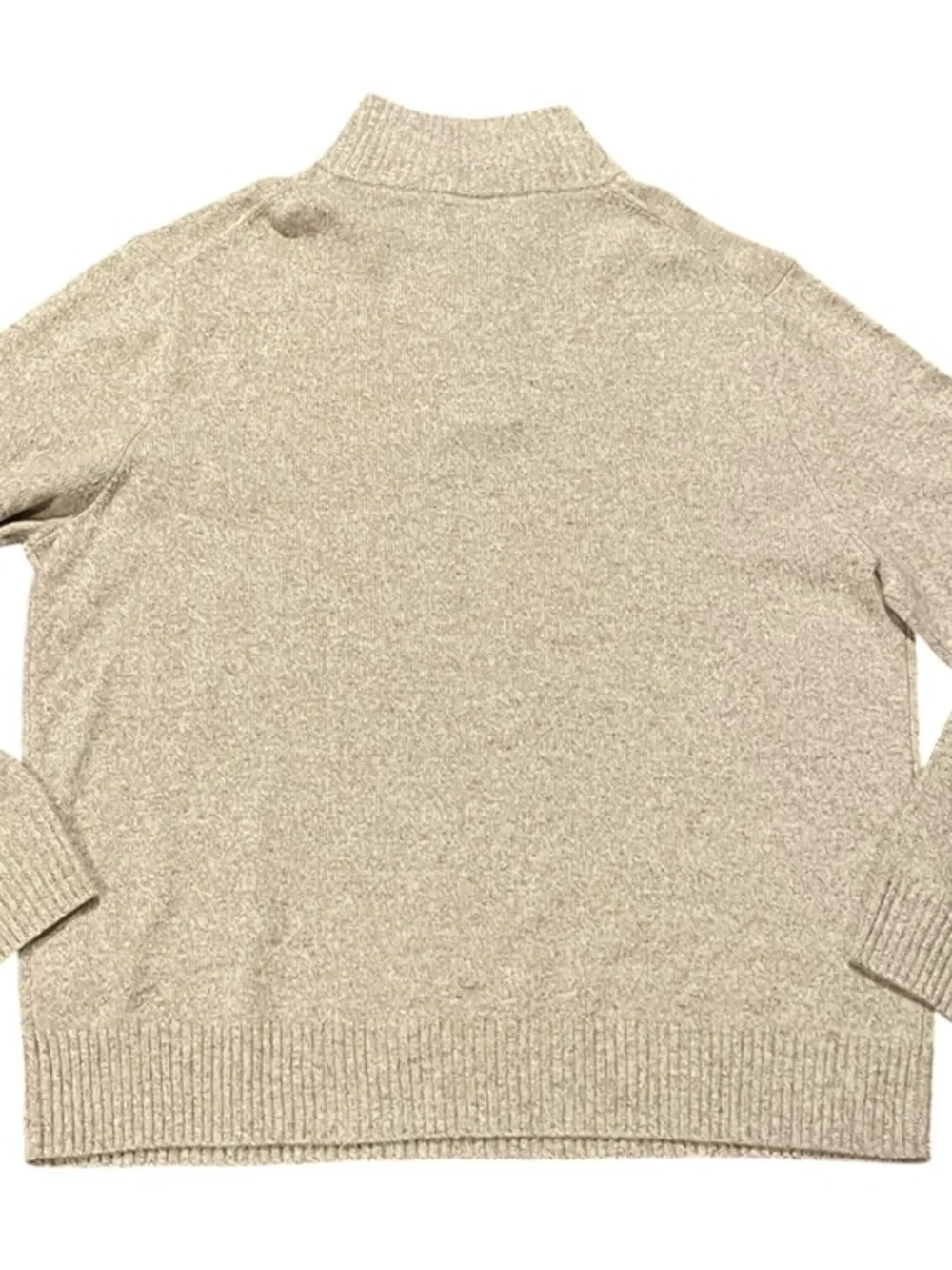 Mens XXL J Crew 1/4 Zip Sweater Merino Wool Blend Pullover Beige Tan 2XL